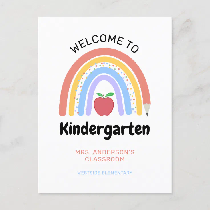 Welcome to Kindergarten Pastel Colored Rainbow Postcard | Zazzle