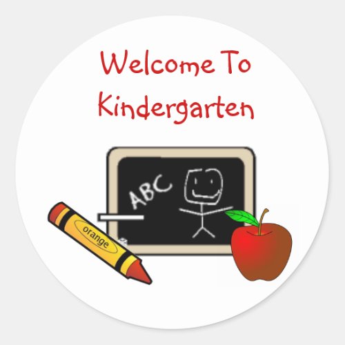 Welcome To Kindergarten Stickers Classic Round Sticker