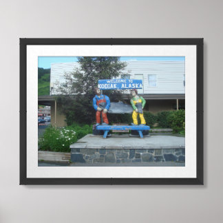 Welcome To Kodiak, Alaska Statue Framed Art