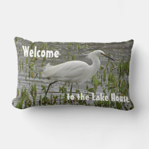 Welcome to Lake House White Egret Vacation Home Lumbar Pillow