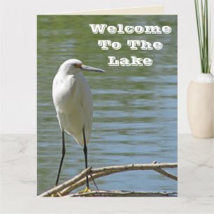 Welcome To Lake White Egret Photo Lakeside Guest Letterpress Thank You Card