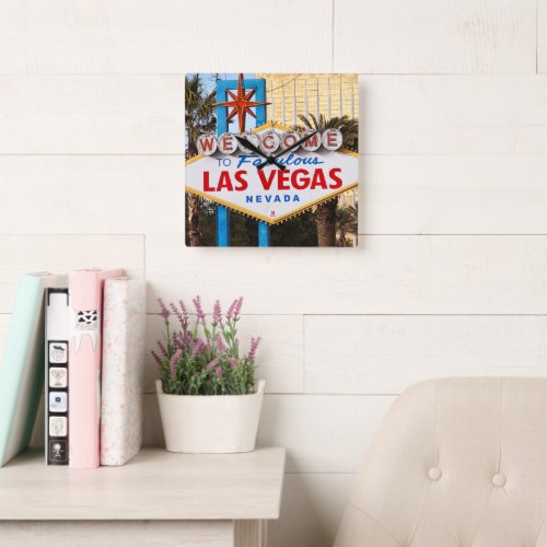 Welcome to Las Vegas Acrylic Wall Clock Square
