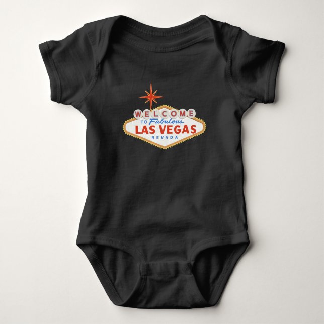 Welcome to Las Vegas Baby Shirt Black Bodysuit (Front)
