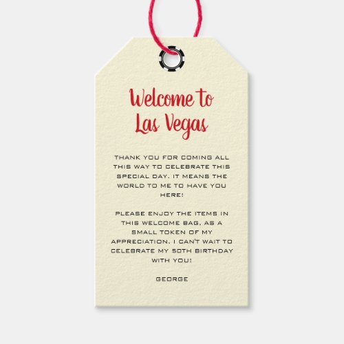 Welcome to Las Vegas Black Cream Birthday Welcome Gift Tags