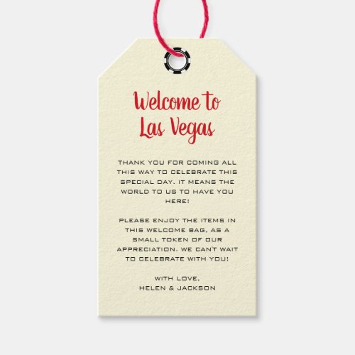 Welcome to Las Vegas Black Cream Wedding Welcome Gift Tags