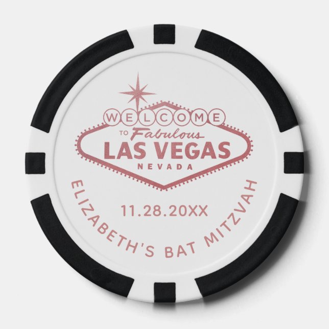 Welcome to Las Vegas Casino Mitzvah Favor Poker Chips (Front)