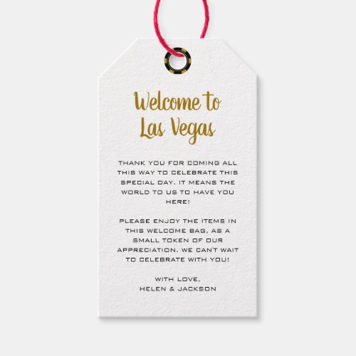 Welcome to Las Vegas Gold Black Wedding Welcome Gift Tags