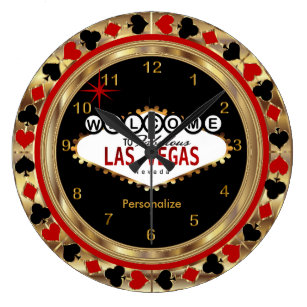 Las Vegas Raiders Wall Clock Grand 12 " Black Frame Verre Visage Sans F62 