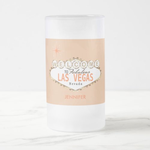 Welcome to Las Vegas _ Orange Frosted Glass Beer Mug
