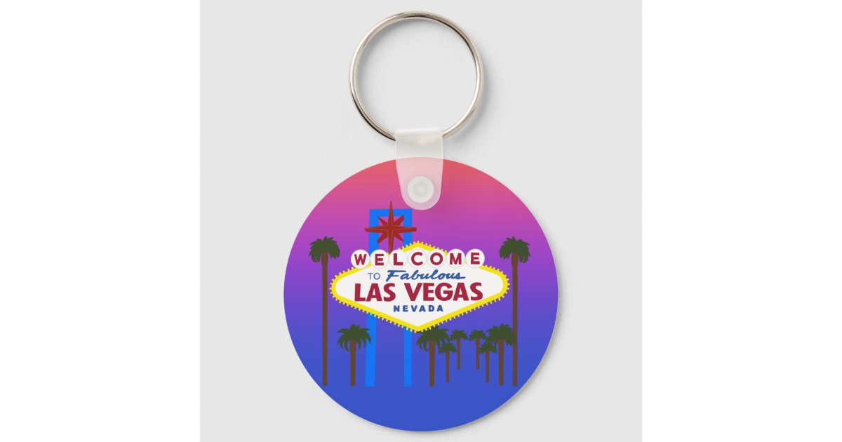 Blue Las Vegas Welcome Sign Poker Chip Keychain