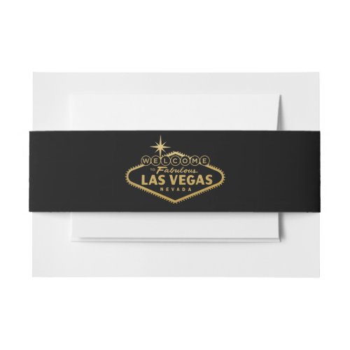 Welcome to Las Vegas Sign Gold and Black Invitation Belly Band