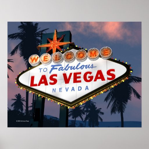 Welcome to Las Vegas Sign Night Retro Poster Print | Zazzle