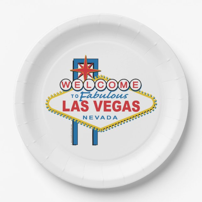 Welcome To Las Vegas Sign Paper Plates (Front)