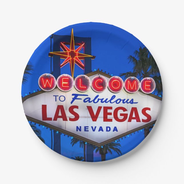 Welcome To Las Vegas Sign Paper Plates (Front)