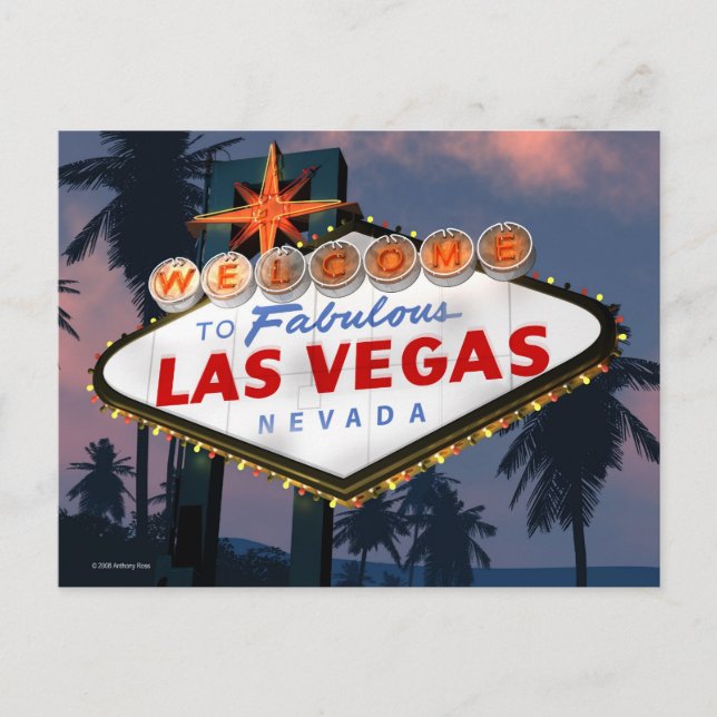 Welcome to Las Vegas Sign Retro Neon Sign Postcard (Front)