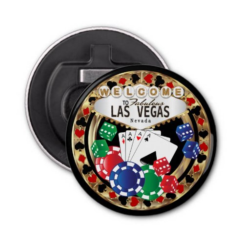 Welcome to Las Vegas Style _ Red and Gold Bottle Opener