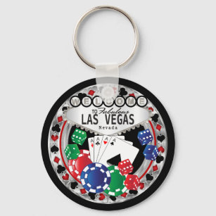 Welcome to Las Vegas Style - Red and Silver  Keychain