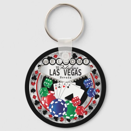 Welcome to Las Vegas Style _ Red and Silver  Keychain