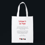 Welcome to Las Vegas Thank You Guests Wedding Grocery Bag<br><div class="desc">Getting married in Las Vegas? These card suit welcome reusable bags would make a perfect addition to your guest's accommodations. Fill the bag with goodies they may need while attending your wedding. Personalize with your own heartfelt text.</div>