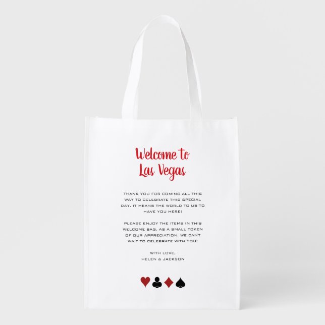 Welcome to Las Vegas Thank You Guests Wedding Grocery Bag (Front)