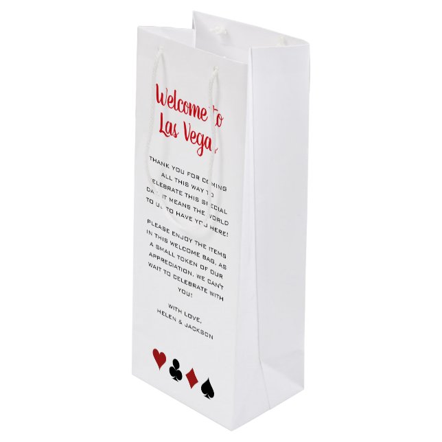 Welcome to Las Vegas Wedding Guest Thank You Wine Gift Bag (Front Angled)
