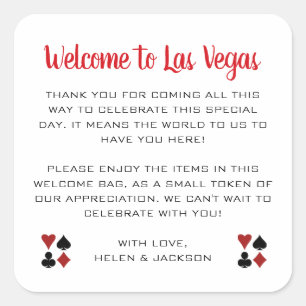Welcome to Las Vegas Wedding Welcome Basket Square Sticker