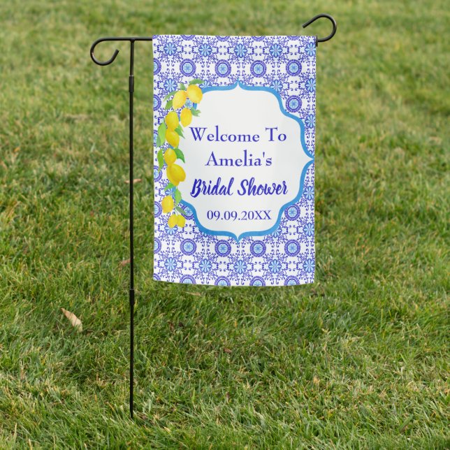Welcome To Lemons Positano Amalfi Bridal Shower Garden Flag (In SItu)