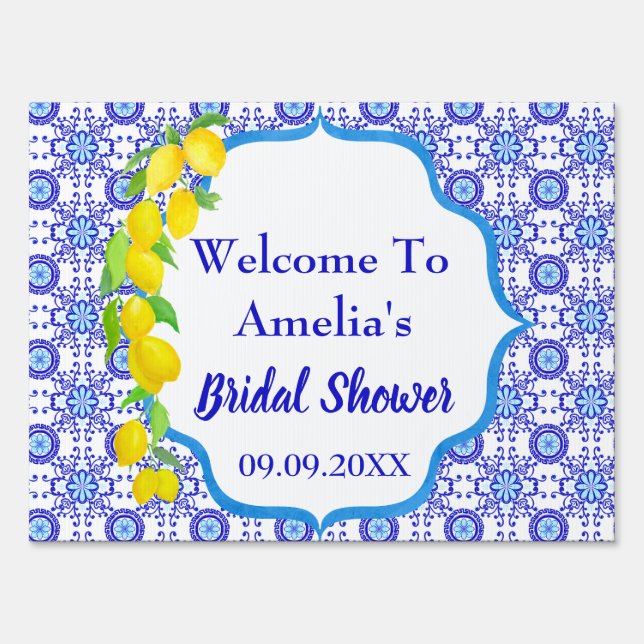 Welcome To Lemons Positano Amalfi Bridal Shower Sign (Front)