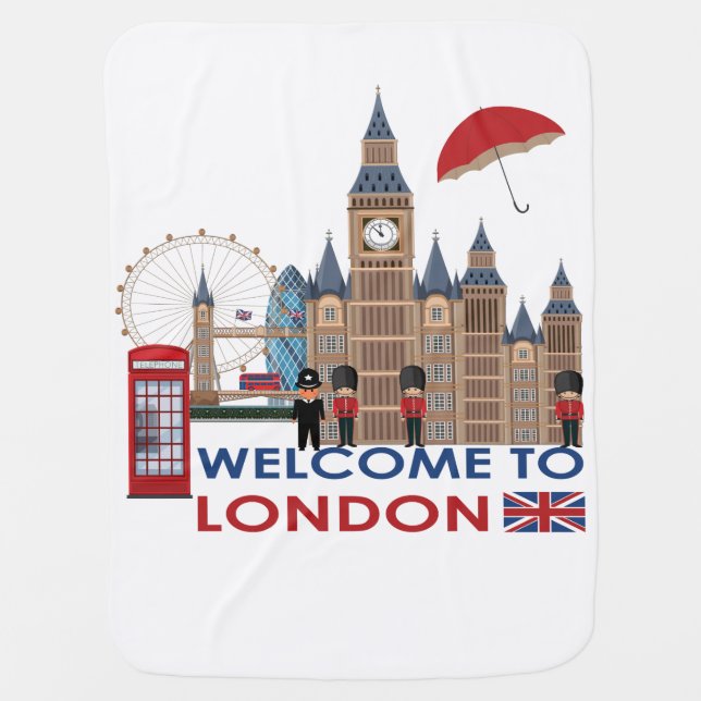 Welcome To London Baby Blanket (Front)