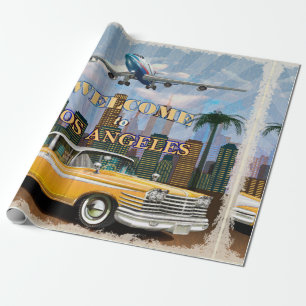 Welcome to Los Angeles retro poster. Wrapping Paper