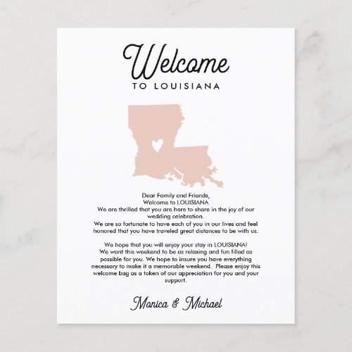 Welcome TO LOUISIANA Letter  Itinerary ANY COLOR