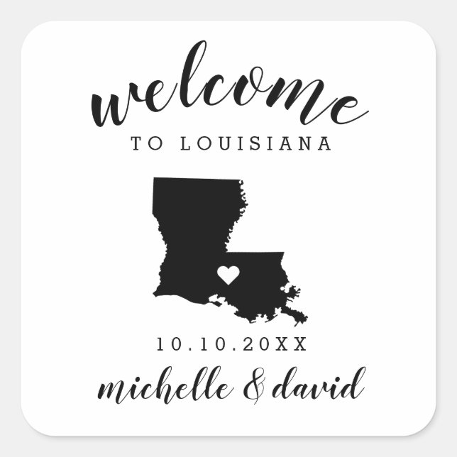 Welcome to Louisiana | Wedding custom favor Square Sticker (Front)
