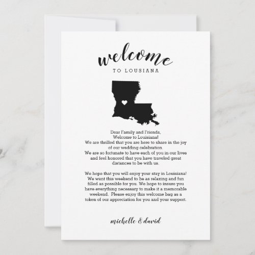 Welcome to Louisiana  Wedding Letter  Itinerary