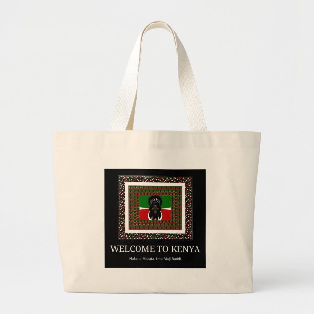 Welcome to Magical Kenya: Hakuna Matata Large Tote Bag (Front)