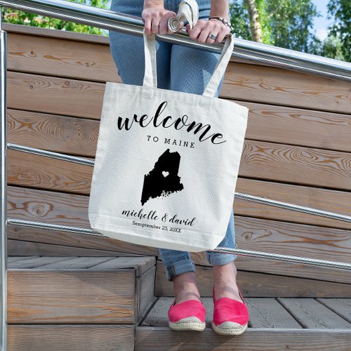 Welcome to Maine  State Silhouette Wedding Tote Bag