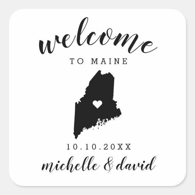 Welcome to Maine | Wedding custom favor Square Sticker (Front)