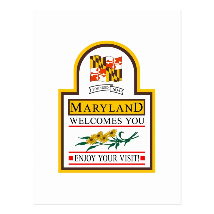 to Maryland USA Road Sign Postcard