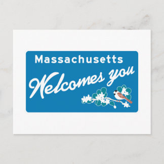 Welcome to Massachusetts - USA Road Sign Postcard