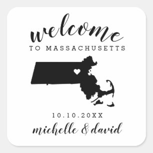 Welcome to Massachusetts Wedding custom favor Square Sticker