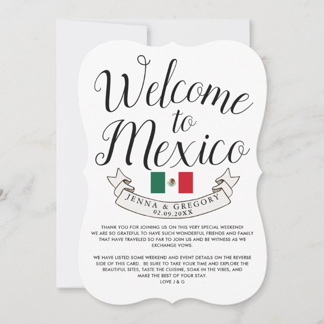 Welcome to Mexico | Destination Wedding Custom Invitation (Front)