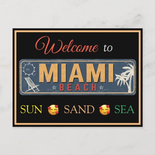 Welcome to Miami Beach Florida Postcard