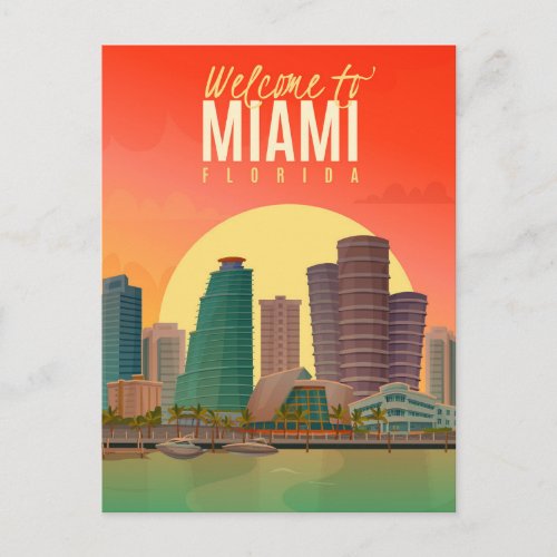 Welcome to Miami Florida Postcard