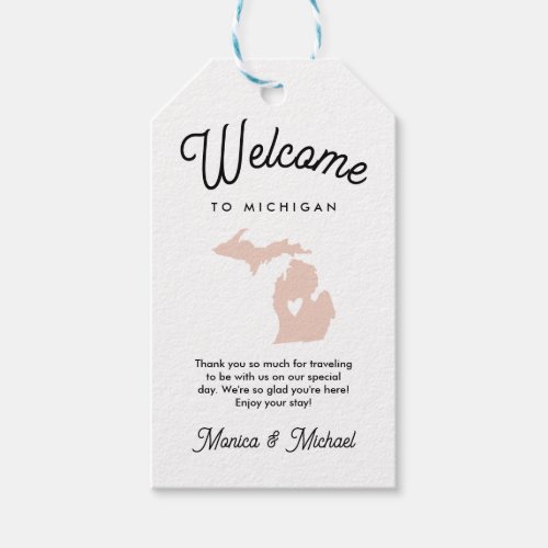 Welcome to MICHIGAN Wedding ANY COLOR  Gift Tags