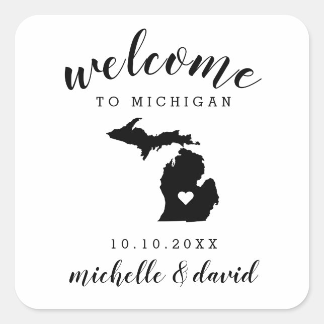 Welcome to Michigan | Wedding custom favor Square Sticker (Front)