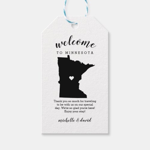 Welcome to Minnesota  Calligraphy Wedding Gift Tags