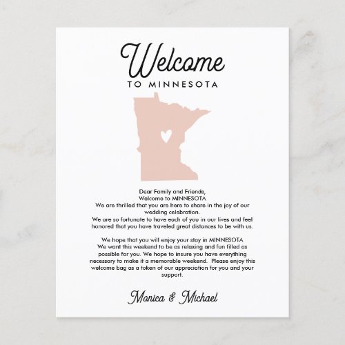 Welcome TO MINNESOTA Letter  Itinerary ANY COLOR