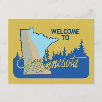 Welcome To Minnesota - Usa Road Sign Postcard by worldofsigns at Zazzle