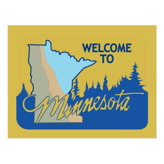 to Minnesota USA Road Sign Postcard