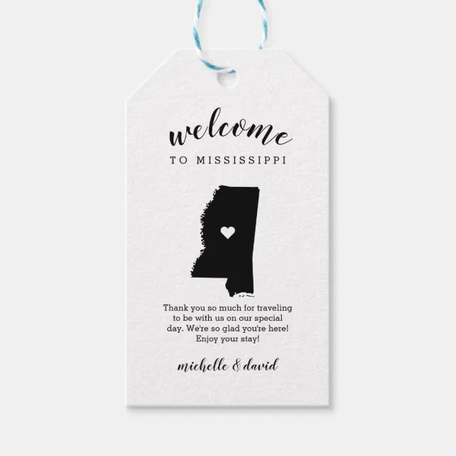 to Mississippi Calligraphy Wedding Gift Tags Zazzle