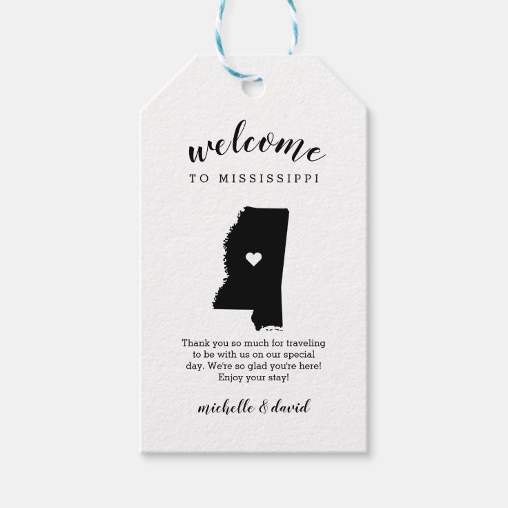 to Mississippi Calligraphy Wedding Gift Tags Zazzle